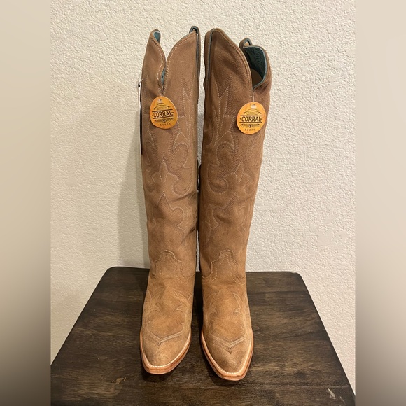 Tan Western Knee-High Boots - Picture 2 of 7